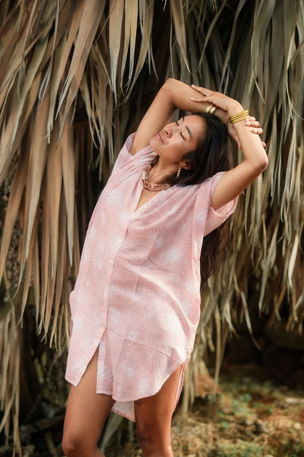 Kahea Shirt Dress - Opihi Blush, Opihi Apricot