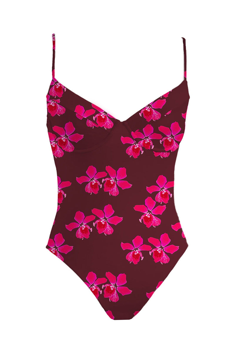 Costa Bodysuit - Black Sundays, Pink Orchid
