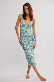 Free People Long Live Printed Slip Dress - Blue