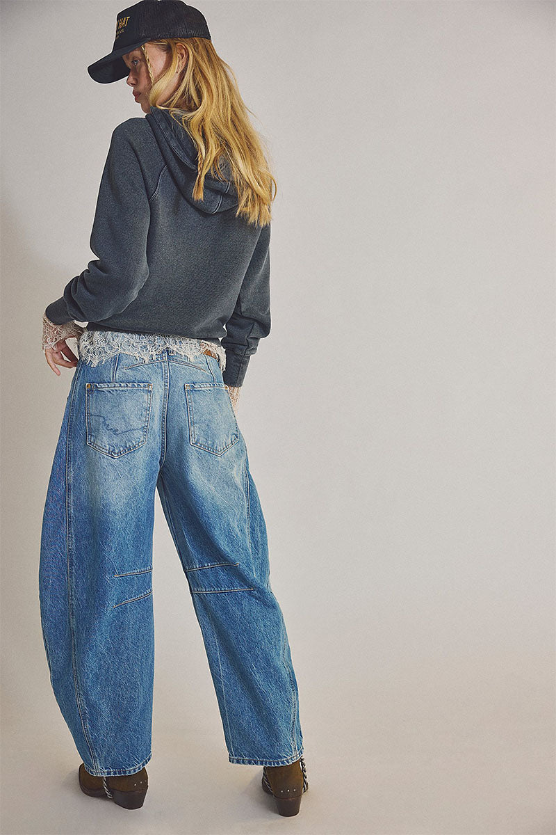 Free People Good Luck Barrel Jeans (Ultra Light Beam)
