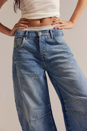 Free People Good Luck Barrel Jeans (Ultra Light Beam)