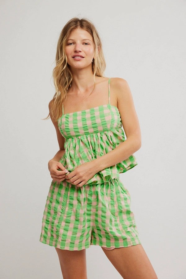 Free People Mia Plaid Crop Tank Top (Exotic Lime) – Salt + Sea