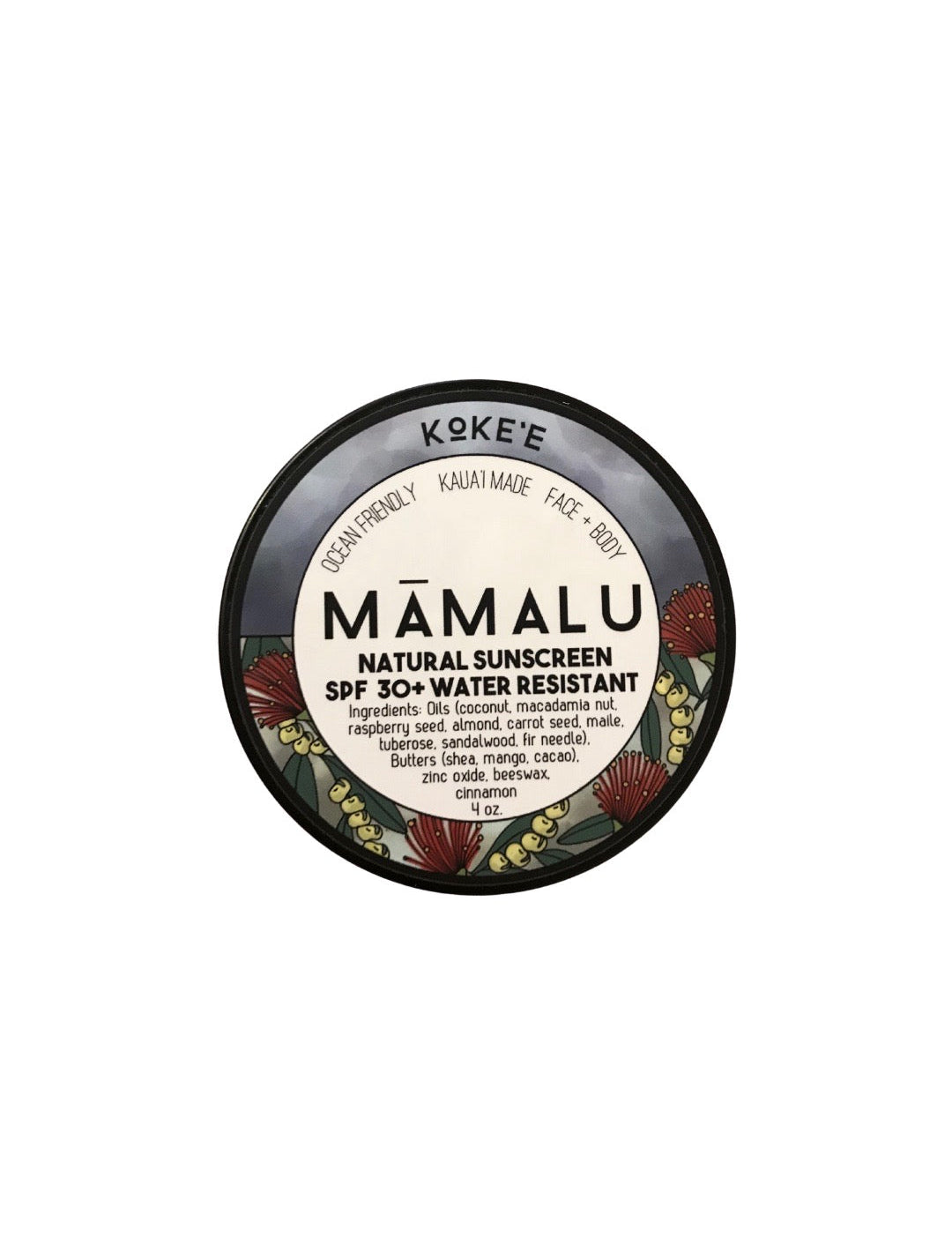 Mamalu natural sunscreen SPF 30, made on Kauaʻi