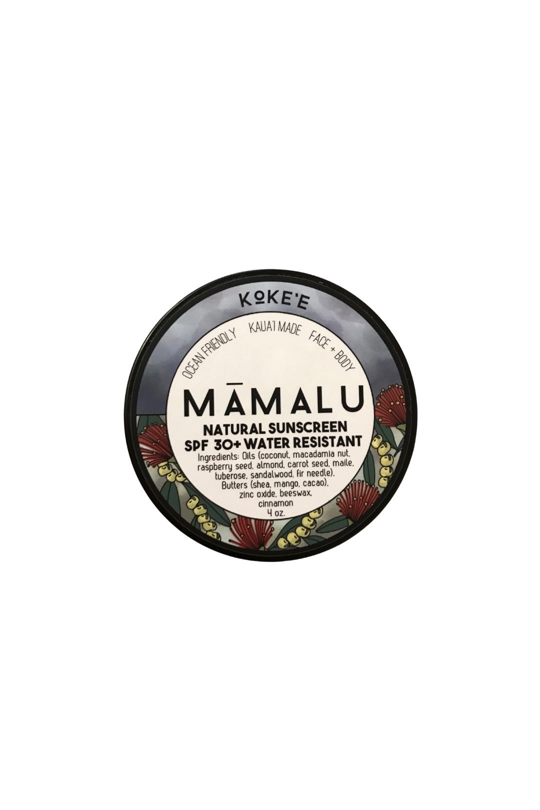 Mamalu natural sunscreen SPF 30, made on Kauaʻi