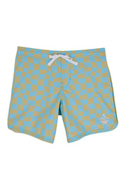 Wavy Checks Boardshorts - Coral, Avocado