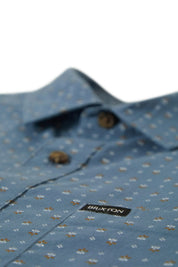 Brixton Charter Print Short Sleeve Shirt (Washed Navy/Azure Blue)