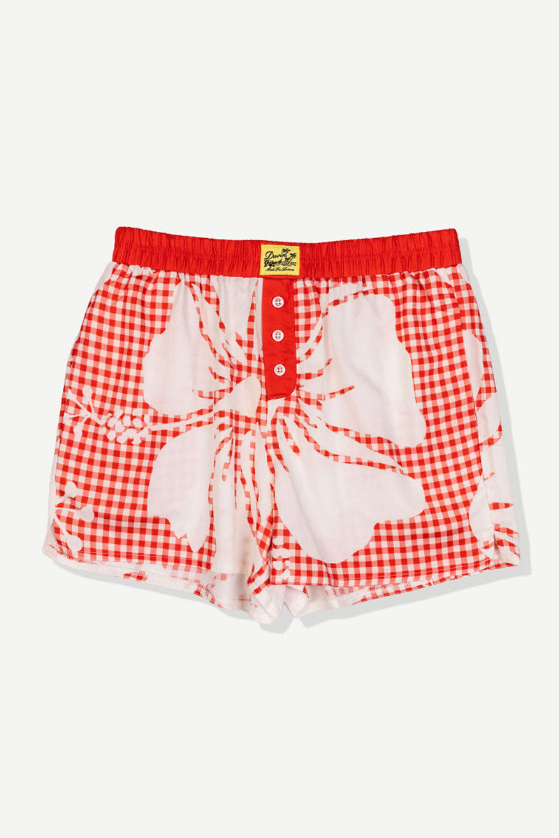DUVIN Tile Hibiscus Womens Short (Red)