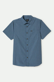Brixton Charter Print Short Sleeve Shirt (Washed Navy/Azure Blue)