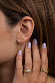 JAX KELLY Mini Energy Gem Earrings - White Opal