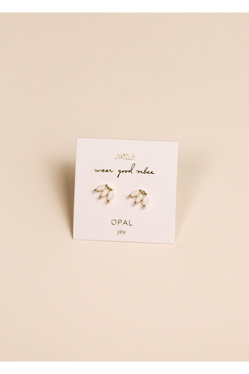 Opal Crown Stud - White