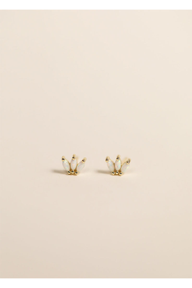Opal Crown Stud - White