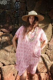 Kahea Shirt Print Dress - Hebrew Rose