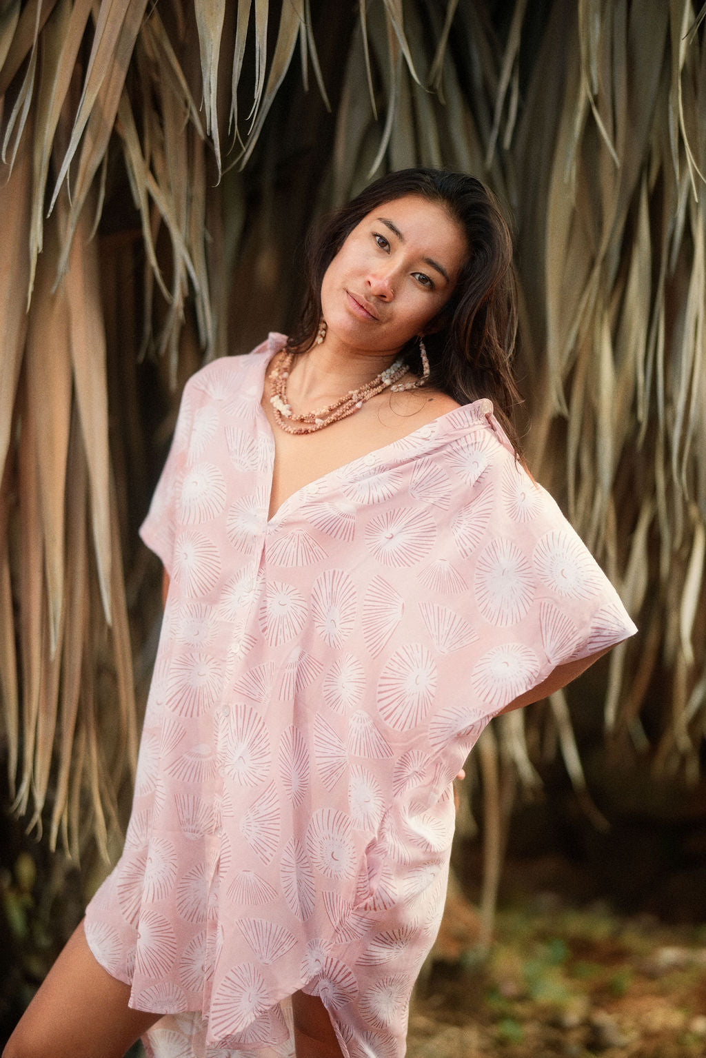 Kahea Shirt Dress - Opihi Blush, Opihi Apricot