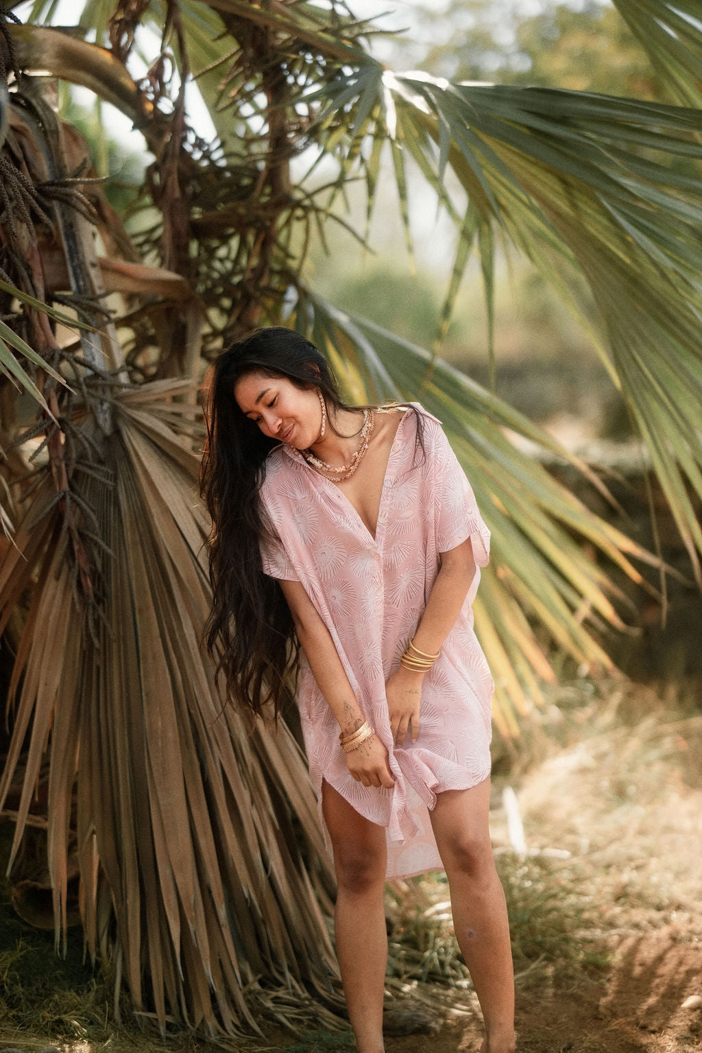 Kahea Shirt Dress - Opihi Blush, Opihi Apricot