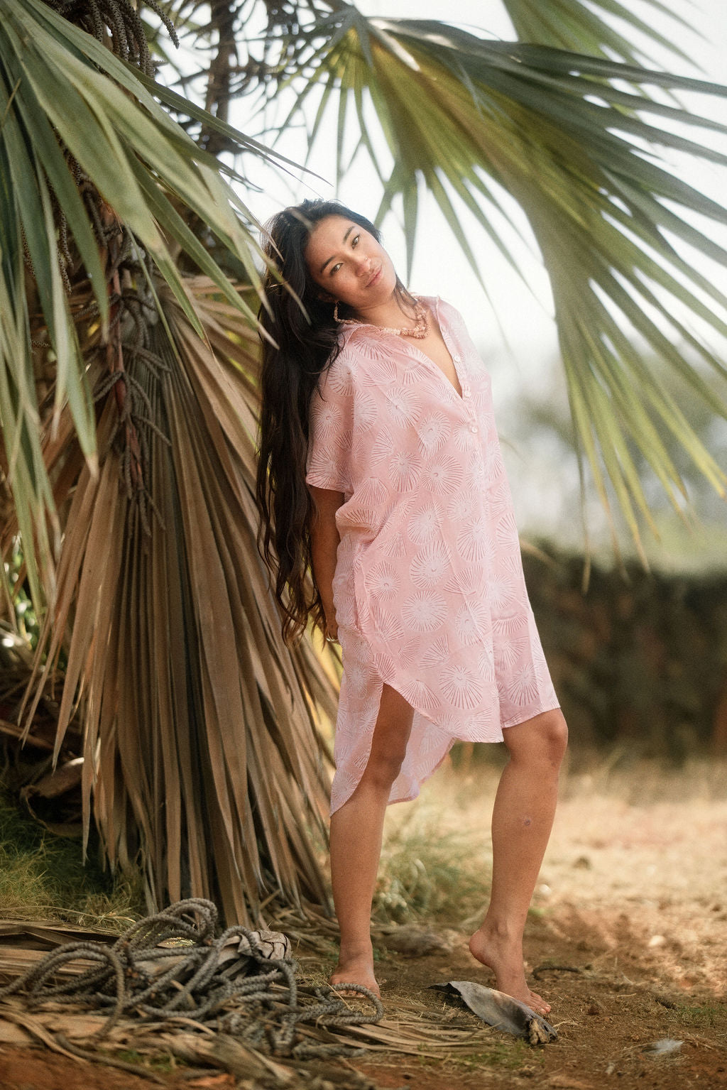 Kahea Shirt Dress - Opihi Blush, Opihi Apricot