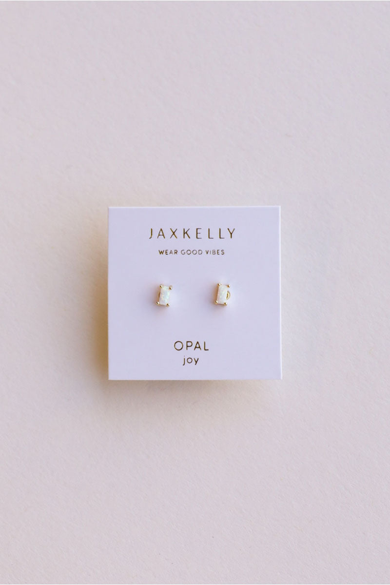 Baguette - White Opal - Earring