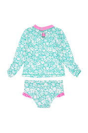 Feather 4 Arrow - Beach Babe Long Sleeve 2Pc Swim Set (Pool Blue)