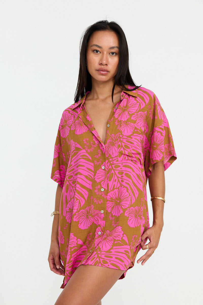 Benoa Aloha Shirt Dress (Aokis, Waikiki, Garden, Papeete)
