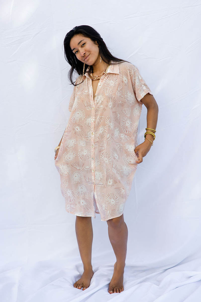 Kahea Shirt Dress - Opihi Blush, Opihi Apricot