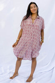 Kahea Shirt Print Dress - Hebrew Rose