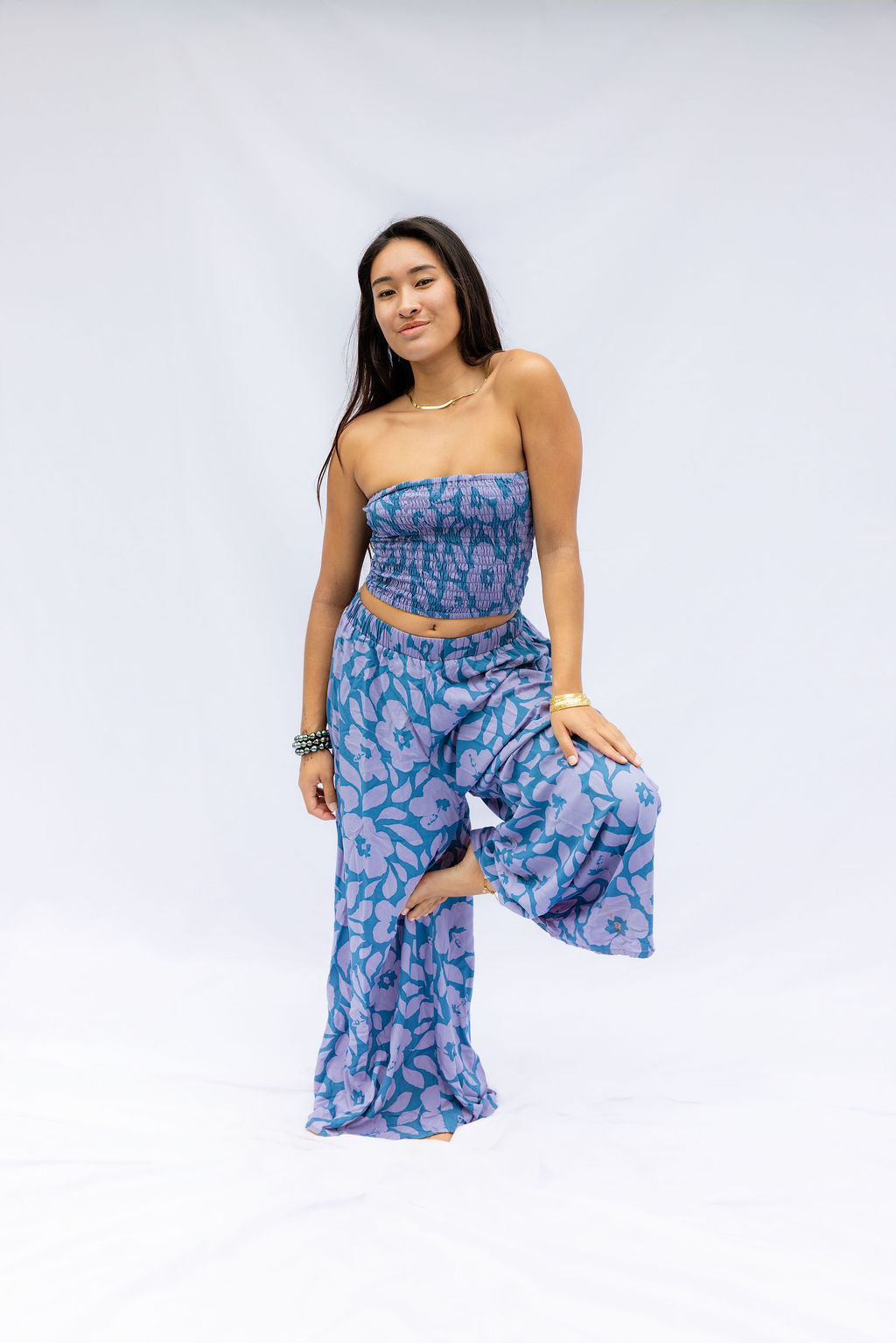 Maile Pants - Moana Hibiscus, Island Ink, Lila Hibiscus
