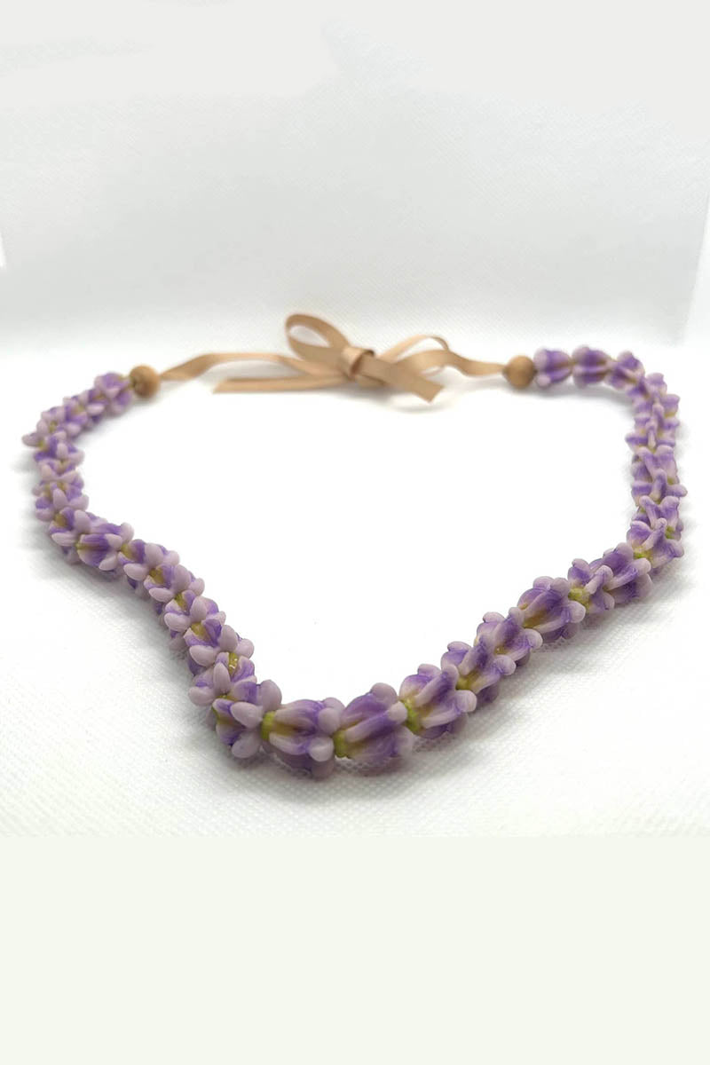 Calikai Purple Crown Flower Lei - 21"