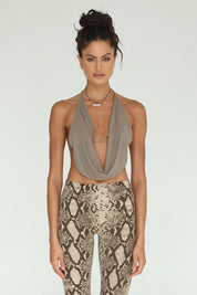 INDAH Calla Halter Top (Taupe)