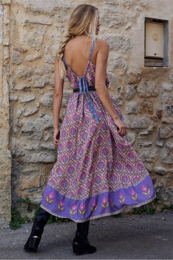 Chateau Strappy Midi Dress - Lavender