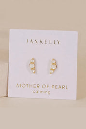 JAX KELLY Crescent Gold Earrings - Pearl
