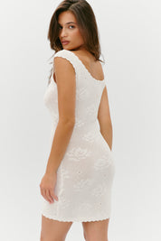 Frankies Bikinis Cameron Crochet Mini Dress (White Rose)