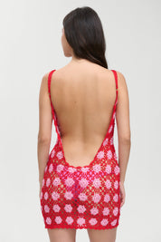 Frankies Bikinis Julie Crochet Mini Dress (Crochet Rose)