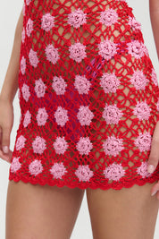 Frankies Bikinis Julie Crochet Mini Dress (Crochet Rose)