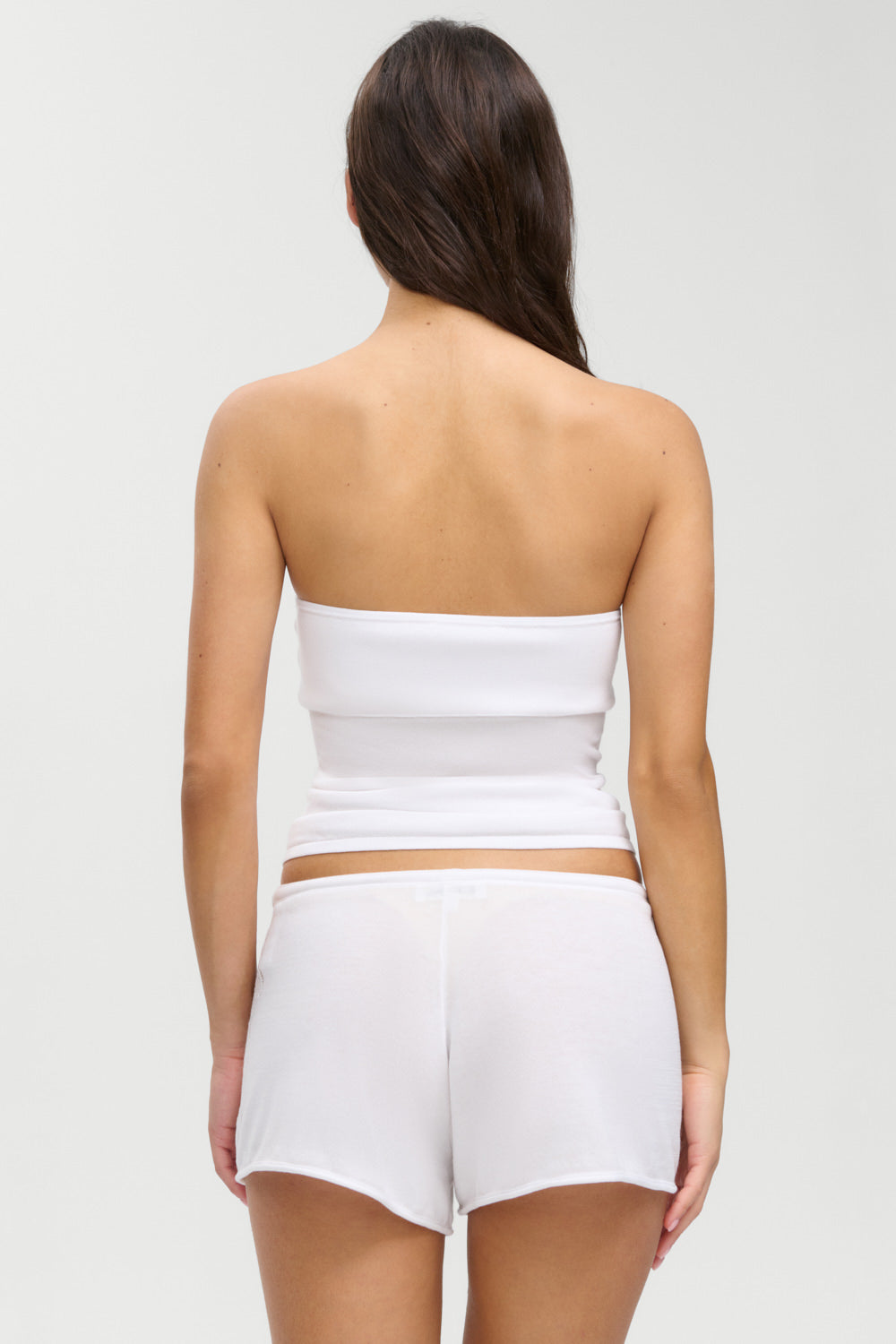 Frankies Bikinis Margot Knit Tube Top (White Hibiscus)