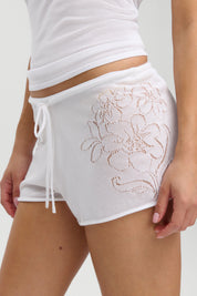 Frankies Bikinis Sophie Knit Short (White Hibiscus)