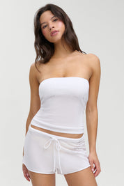 Frankies Bikinis Sophie Knit Short (White Hibiscus)