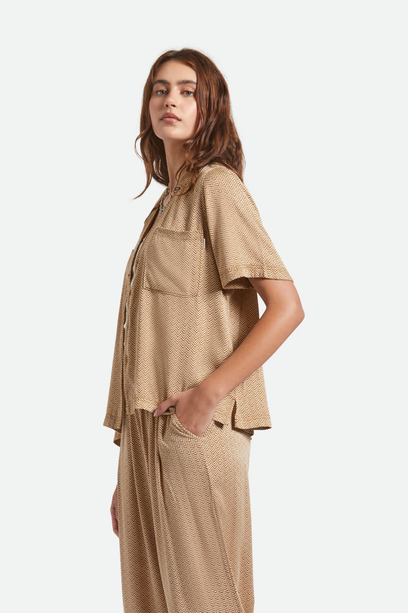 BRIXTON Hudson Short Sleeve Shirt (Washed Copper)