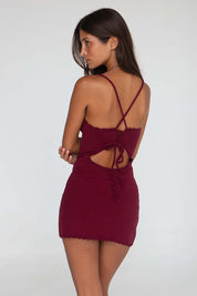 INDAH Nola Mini Dress (Bordeaux)