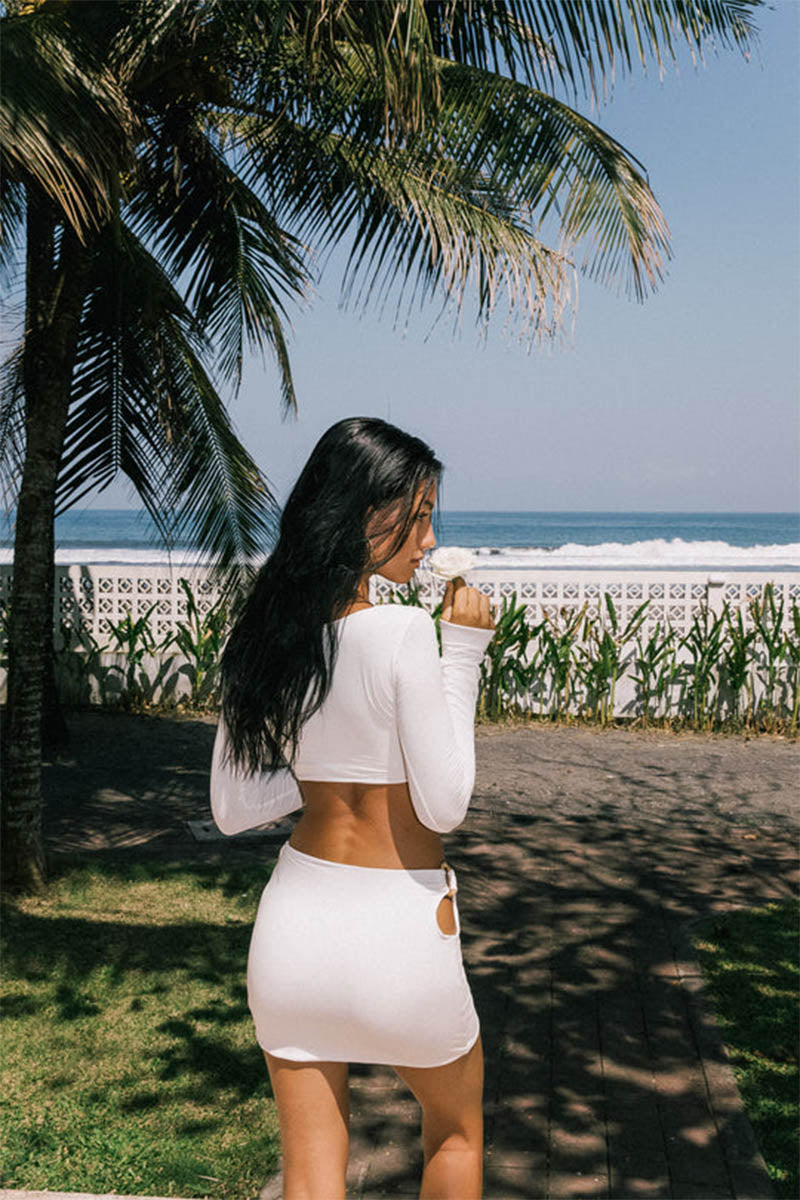 Allegra Long Sleeve Crop Top - Ivory