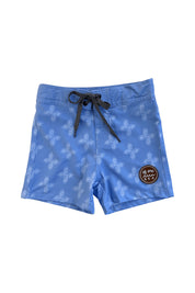 Kid’s Townshort Boardshorts - Red Breadfruit, Light Blue Breadfruit