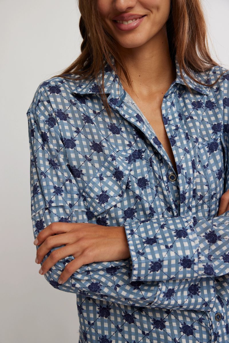 Free People Hidden Flower Camo Shirt