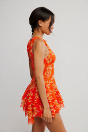 Free People Raven Printed Mini Dress (Red)