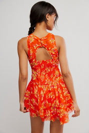Free People Raven Printed Mini Dress (Red)