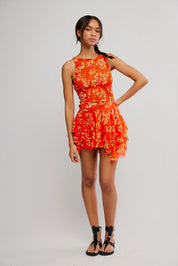 Free People Raven Printed Mini Dress (Red)