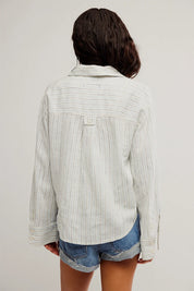 Free People Laurel Striped Linen Shirt (Ivory)