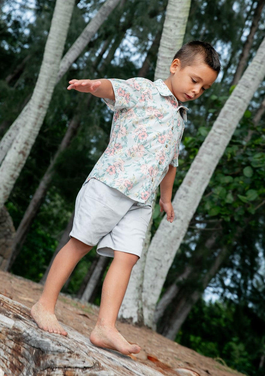 Feather 4 Arrow - Paradise Cove Button Down Kids Shirt (Grey)