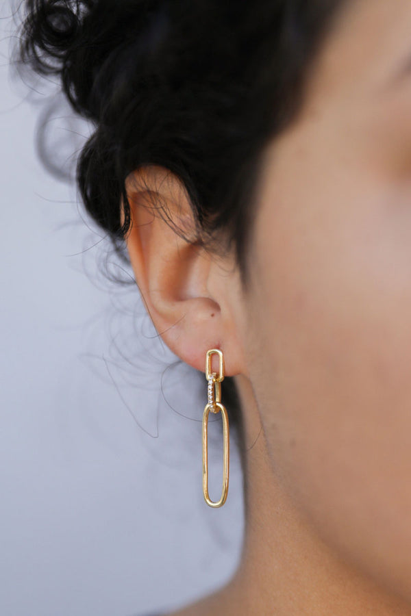 Pave Link Drop Earring