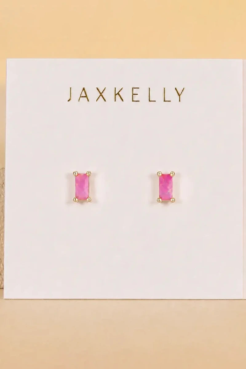 JAX KELLY Baguette - Pink Opal Earrings