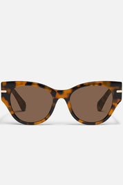 QUAY Chit Chat Sunglasses - Pebble Tort Frame/Brown Lens