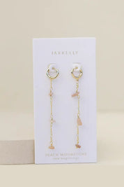 JAX KELLY Chain Drop Earring - Peach Moonstone