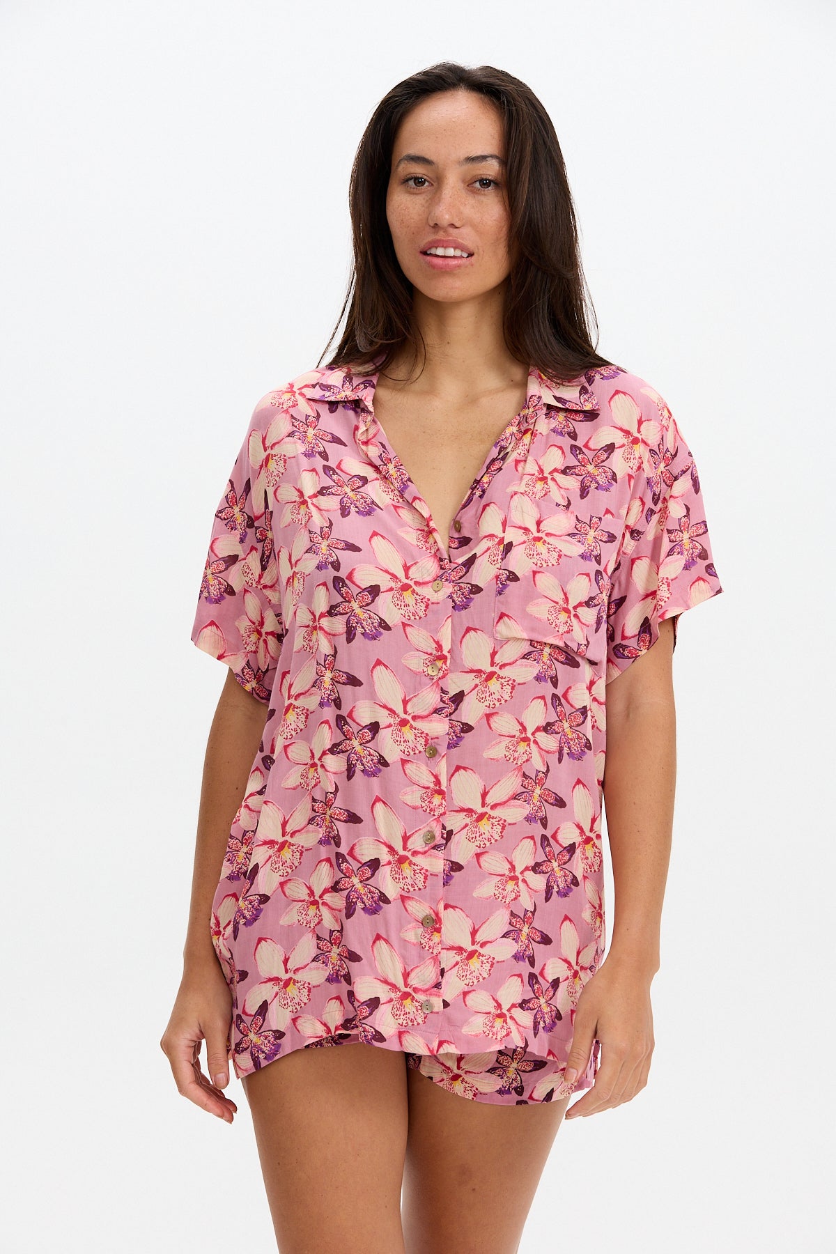 BENOA Aloha Shirt Dress - Diva, Bloom, Tropics